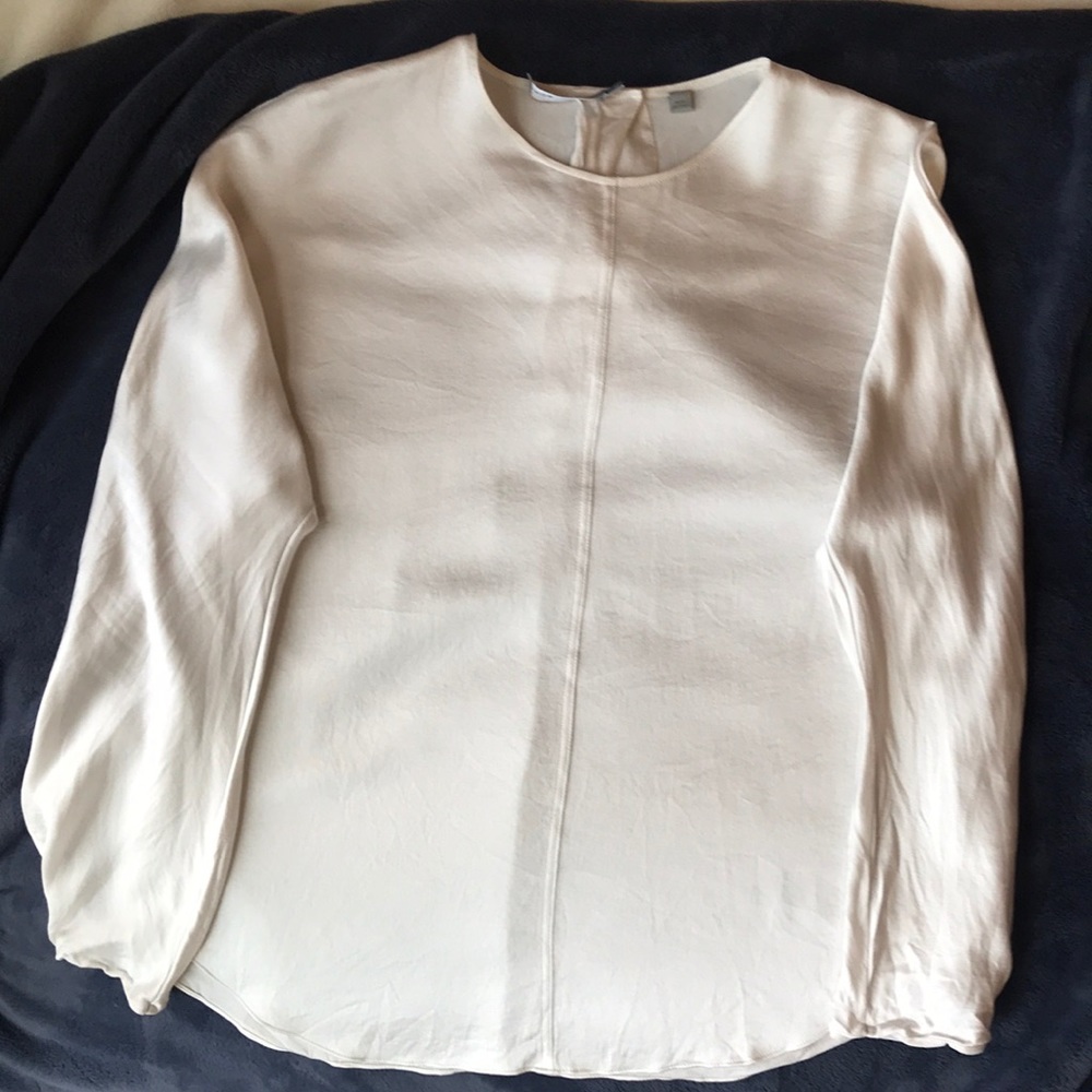 Vince Satin Long Sleeve Dress Top